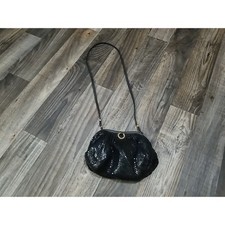 Vintage Whiting and Davis Black and Gold Tone Mesh Shoulder Bag Purse Has Hole