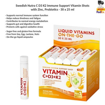 Swedish Nutra C D3 K2 Immune Support Flüssiges Vitamin Trinkampullen 30x25ml