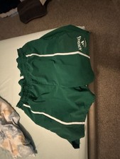 Adidas Training Green Athletic Performance Shorts with White Piping