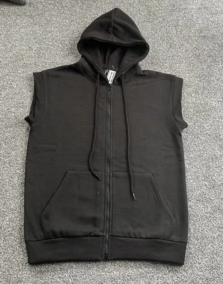Men’s Black Sleeveless Zip-Up Hoodie with Kangaroo Pockets | Casual Sportswear - Image 1 of 2