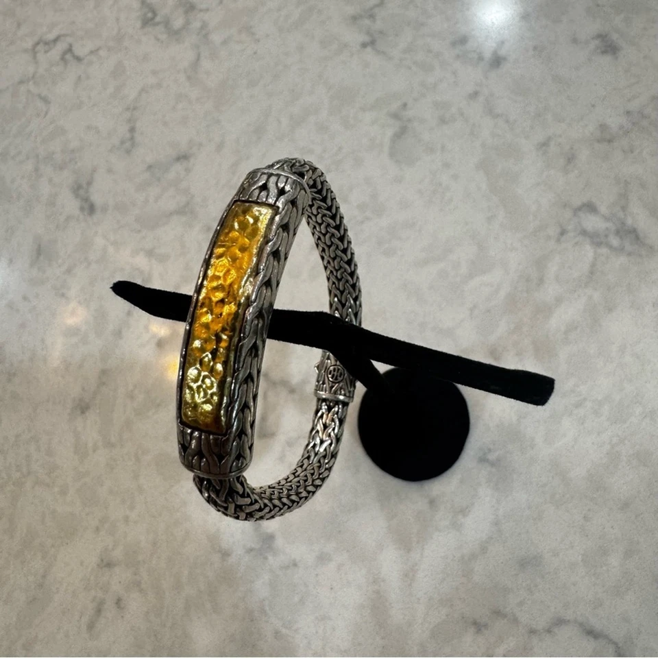 John Hardy Palu ID 手镯,纯银和 22k 金色 — 第 3/4 张图片