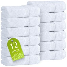 Wash Clothes 100 % Cotton - Soft and Absorbent  - 12x12 Inch - 12 Pack - White