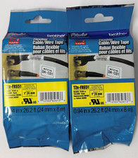 New Genuine Brother P-Touch TZe-FX651 2PK 24mm Black on Yellow Tape