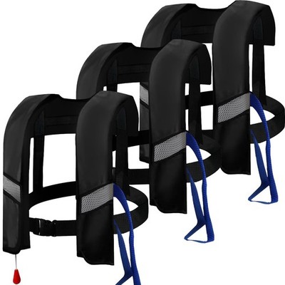 Life Jacket 3 Pack 150N Automatic Inflatable Lightweight Black Unisex