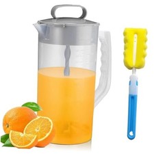 Mixing Pitcher for Drink, Drink Pitcher with Lid and Clean Sponge Brush, Wide