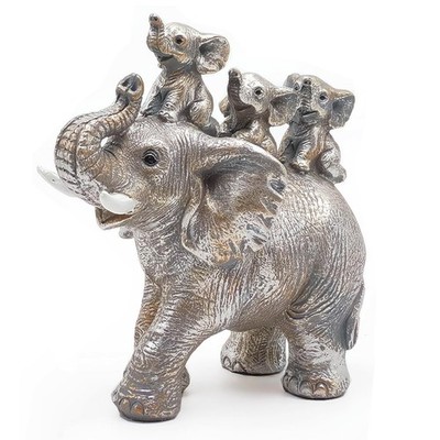 Irayin Elefant Statue Wohndeko, 15*15*6, Mutter und Kind Silber 