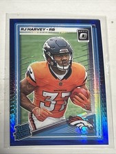 2025 Panini Donruss Optic - Rated Rookie RJ Harvey #208 Blue Prizm (RC)