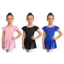 Kids Girls Dress Colorblock Ballet Practice Dance Competition Performance Mesh