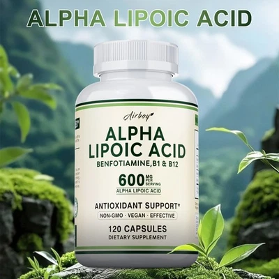 AIRBOY Alpha-Liponsäure 600 Mg – Unterstützt Blutzucker Und Stoffwechsel, Anti-Aging