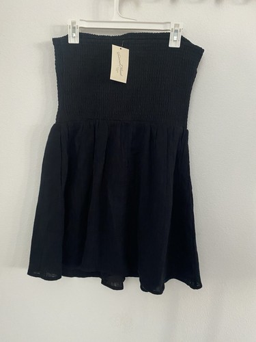 Mini Vestido Solero Universal Thread Para Mujer Gasa Arrugada Calada Negro M Nuevo Con Etiquetas - Imagen 2 de 5