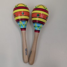 Pair Punta Mita Club 2020 Wooden Maracas Hand Painted Mexico Souvenir Rattle Set