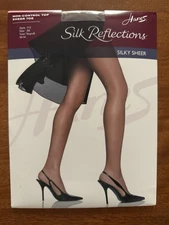 Hanes Silk Reflections Silky Sheer Toe Town Taupe Non-Control Top Pantyhose AB