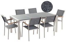 Gartenmöbelset Tisch aus Steingemisch 6 Stühle in Grau 180 cm Grosseto