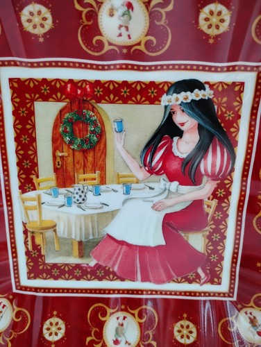 Villeroy & Boch TOY'S FANTASY Red 9.5" Square Plate/Bowl Snow White 7 Dwarfs - Picture 3 of 13