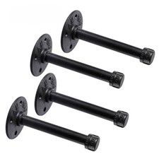 1/2" Industrial Black Iron Pipe Shelf Brackets, Rustic Wall 6 Inch,