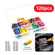 120PCS Mini Blade Fuse Assortment Auto Car Motorcycle SUV Fuses Kit APM ATM