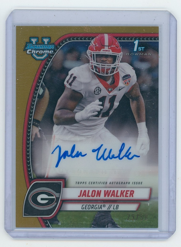 2024 Bowman Chrome U Jalon Walker 1st Gold Refractor Auto 29/50