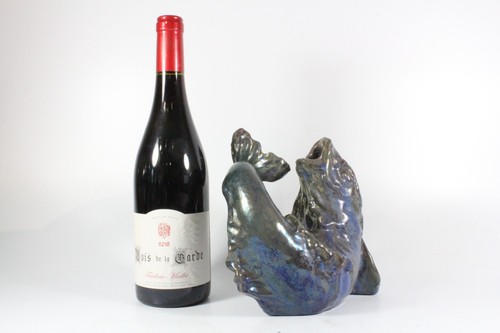 Vaso pesce West Country Art Nouveau rame cobalto lucentezza ceramica primi '900 - Foto 10 di 10