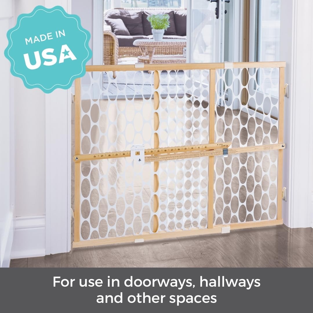 Toddleroo North States Quick-Fit Oval Mesh Wooden Baby Gate Pressure Mounted 26.