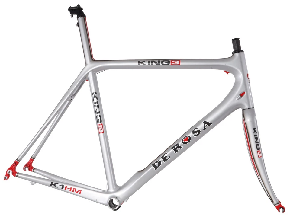 De Rosa King 3 Carbon Road Bike Frameset XXL 73cm Silver Rim Brake QR K1HM 2010 - Image 2 of 4