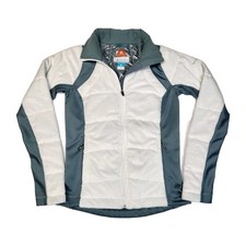 Columbia Omni-Heat Insulated Winter Jacket Women  s M Full Zip Gray Blue