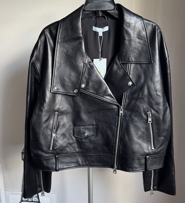 NWT Antonio Melani Sidney Soft Black Leather Moto Jacket Rocker XL $349