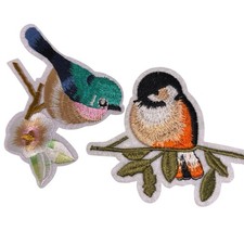 TWO CUTE BIRDS    SO COLORFUL IRON ON /SEW ON Patch ONE FREE STICKER