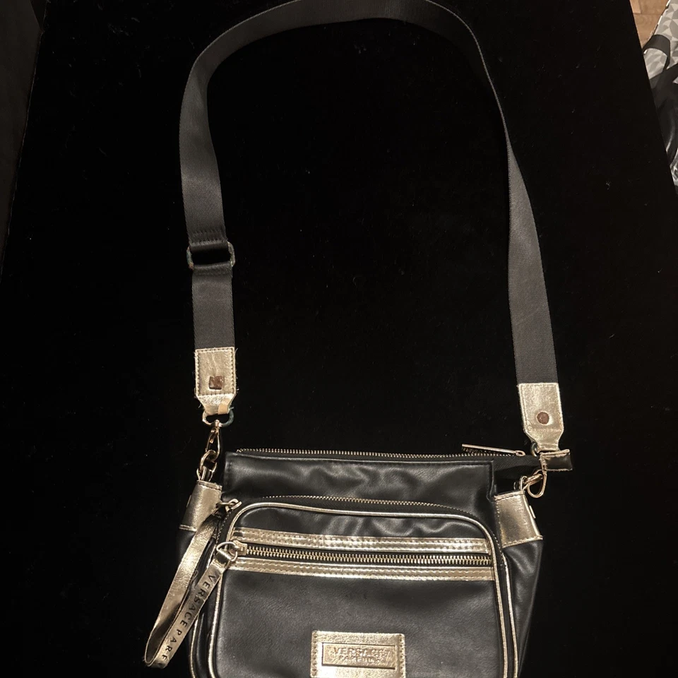 Versace Parfums Women's  Leather Crossbody Bag With Strap Black/Gold - Image 3 of 4