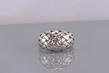 Sterling Silver 12mm Open Woven Crossover Crisscross Dome Band Ring 925 Sz: 8
