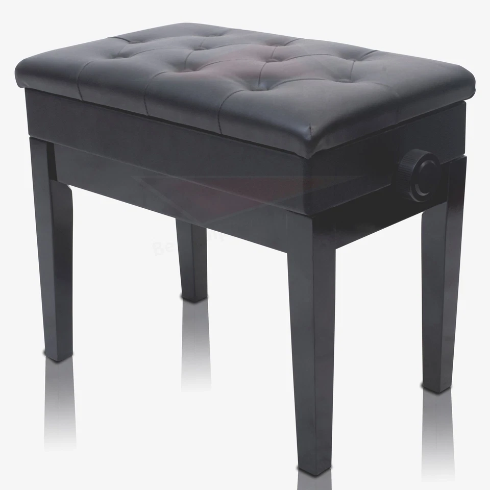 GRIFFIN Premium Antique Piano Bench | Adjustable Black Solid Wood Frame Leather - Image 3 of 4
