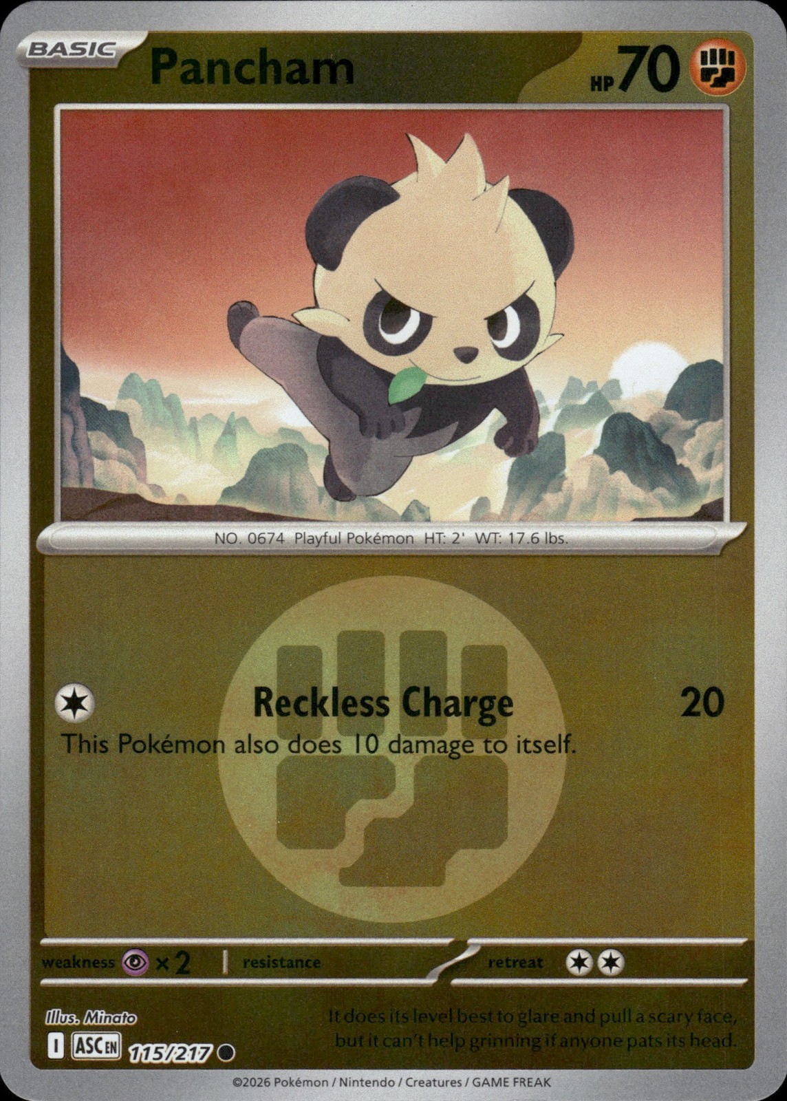 Pancham (Energy Pattern) | 115 | Pokemon | Ascended Heroes | Reverse Holo