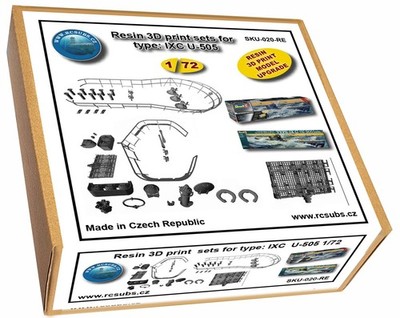U-Boot Typ IXC U-505 Resin 3D Druck Sets 1:72 Revell 05114, 05180