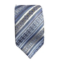 Steve Harvey Men's Necktie 100% Silk Boardroom Preppy White Gray Blue Classic