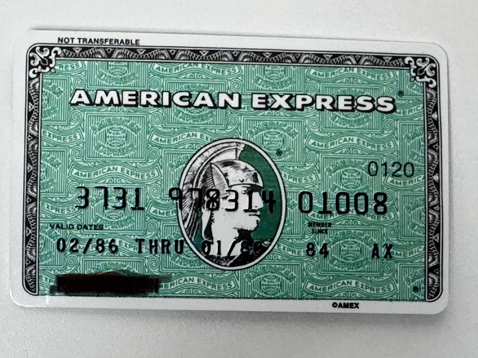 1980s American Express Green Charge Card Expired Plastic Banking Collectible