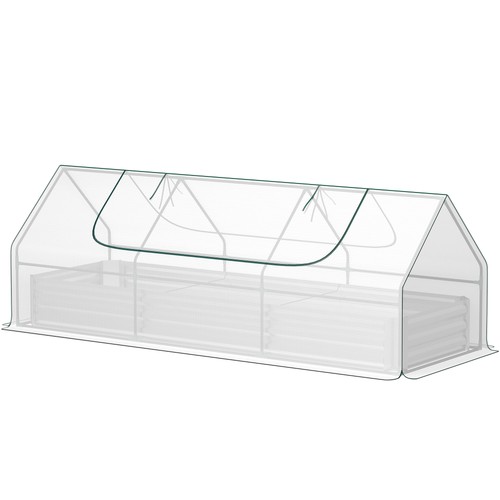 Outsunny 8.6 x 3 x 1ft Raised Garden Bed with Mini Greenhouse, Green
