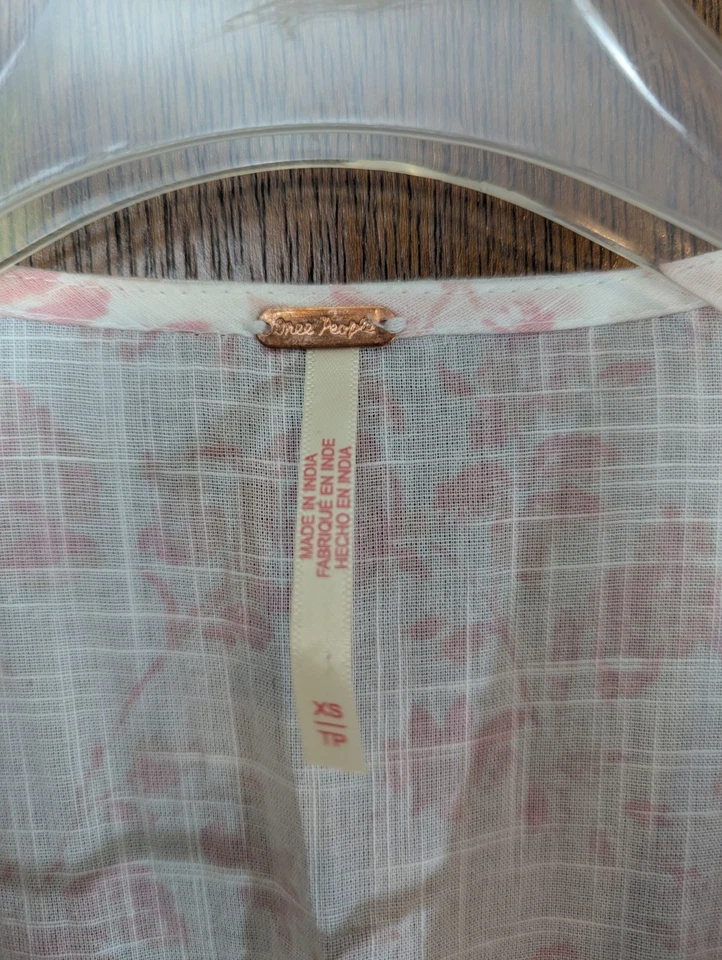 NWOT Free People Pappiet Midi Dress XS Pink Floral Cotton Boho Cottagecore - Image 4 of 4