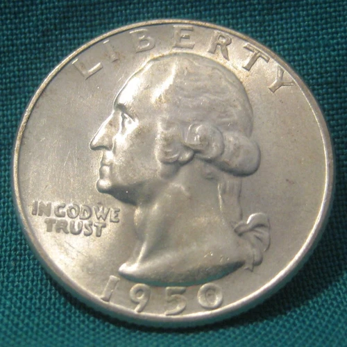 1950-S Washington 90% Silver 25c-BU-Hi Luster-Sharp Details-Low Mintage-#414
