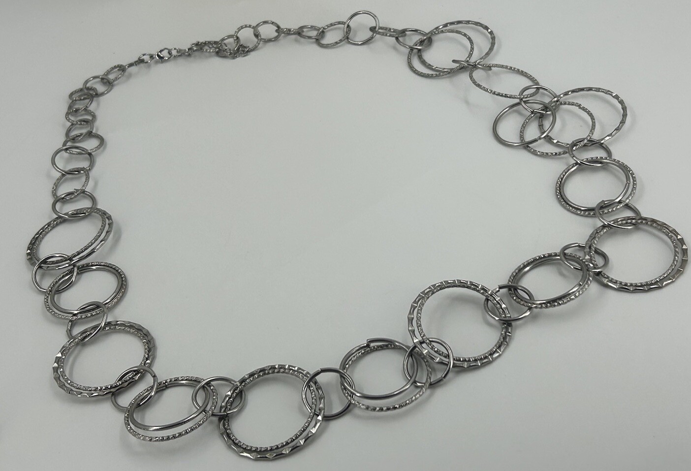 Necklace Womens Silver Tone Interlocking Graduate… - image 5