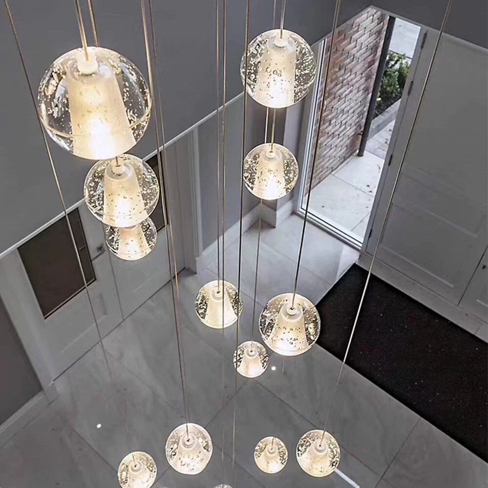 Lámpara colgante moderna G4 LED burbuja cristal bola redonda luz de techo habitación escalera Foto 4 de 4