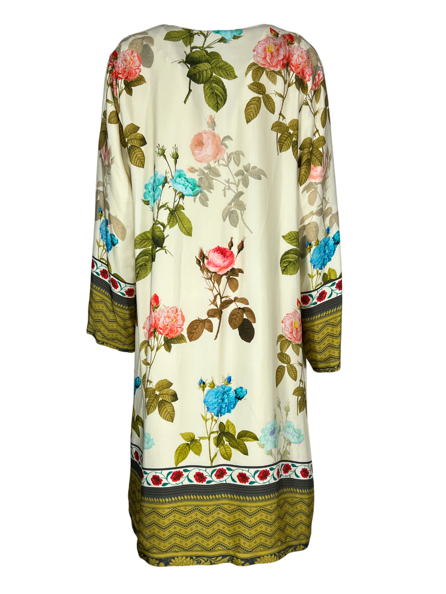 Wu'Side Women's Kimono Floral Pattern Ecru/Multicolor 25288