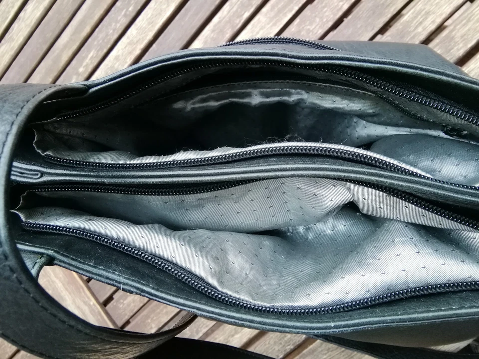 Bianci weiche Vintage Leder Tasche Ledertasche Umhängetasche schwarz 33 x 26 cm - Bild 3 von 4