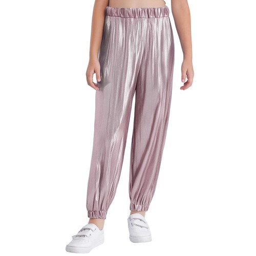 Kids Girls Jazz Dance Metallic Shiny Ribbed Pants Stage Performance Costume - Picture 30 of 101