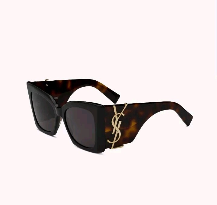 Nuovi occhiali da sole SAINT LAURENT YSL M119 Blaze nero + avana marrone oro occhi di gatto