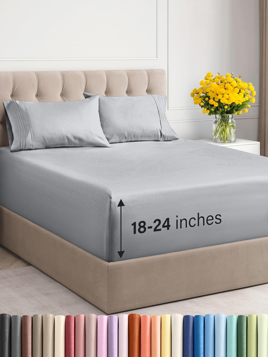 Cooling Queen Extra Deep Pocket 4-Piece Hotel Bed Sheet Set  