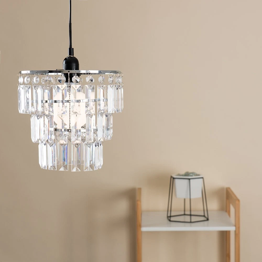 Pair of Lampshades Ceiling Pendant Light Shade Clear Acrylic Easy Fit Chandelier - Picture 6 of 7