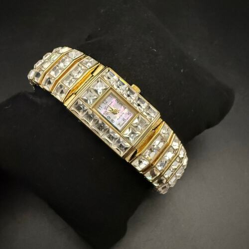 Vintage Geneva Platinum No:1267 Bling Rhinestone Crystal Wristwatch Watch Gold - Picture 3 of 20