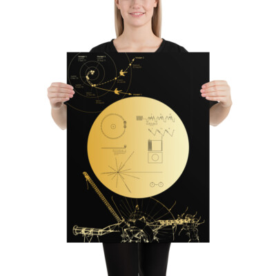 Voyager 1 Golden Record   space poster, science art print