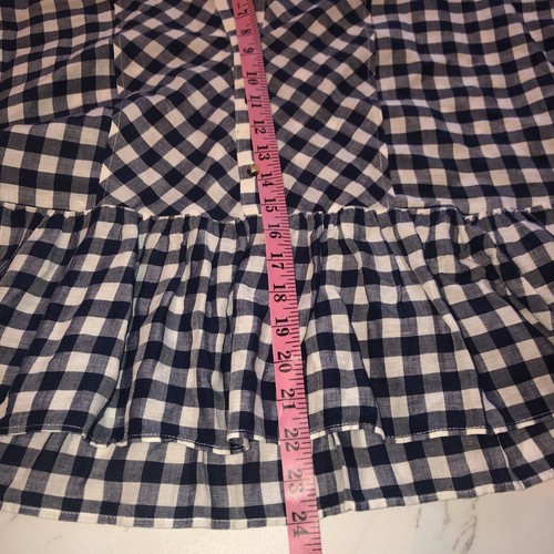 Maeve by Anthropologie Womens Medium Flounced Gingham Blouse Top Blue Gingham - Picture 7 of 8