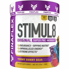FinaFlex STIMUL8 Pre-Workout ENERGY FOCUS Burn Fat, Build Muscle - ALL 3 SIZES