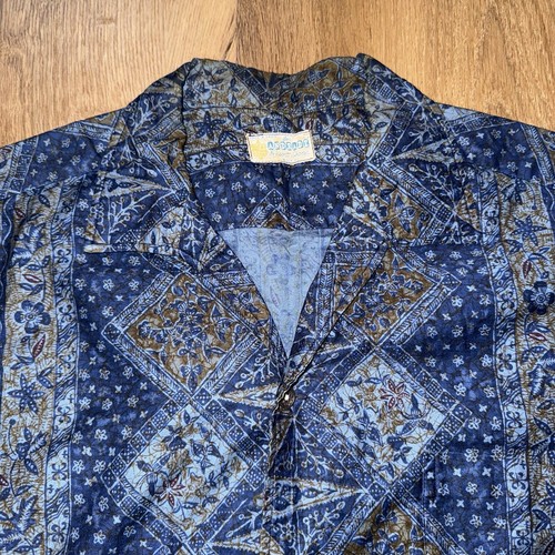Vintage 60s Andrade Shirt Mens Gaucho Cabana Beach Hawaiian Boho Hippie Medium - Picture 5 of 16